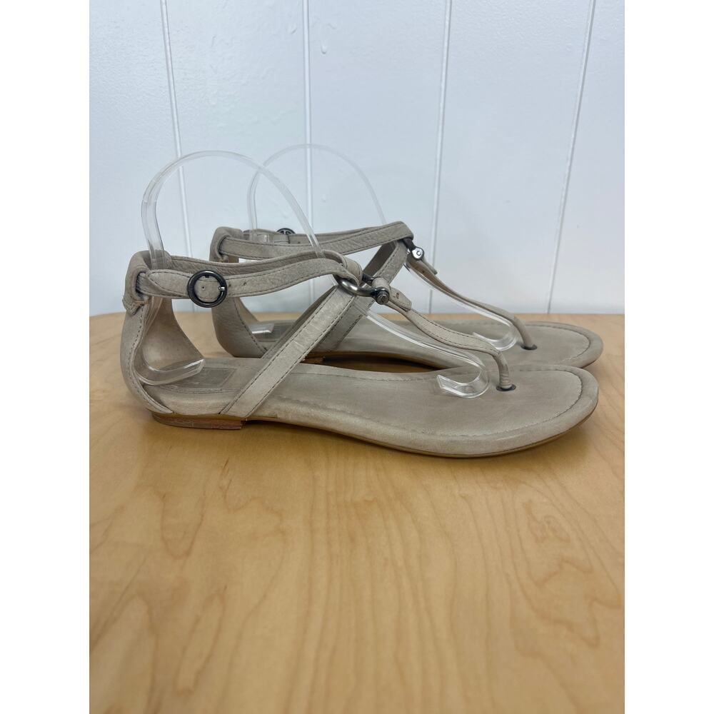 Frye Women's Tan Leather T-Strap Sandals